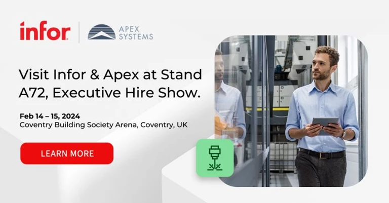 This Valentine's, Infor & Apex Systems ignite synergy at the Executive Hire Show, Coventry Arena, 14-15 Feb